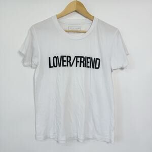 Lovers + Friends "Lover/Friend" T Shirt Womens XS White Relaxed‎ Casual
